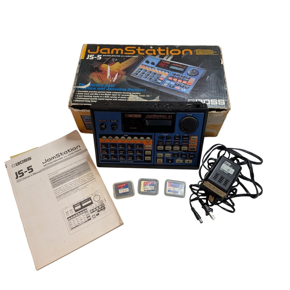 Boss JS-5 JamStation Backing Machine MIDI Box Manual Adapter 3 SmartMedia Cards